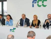 Carlos Slim, Esther Koplowitz y Pablo Colio en el 'Investor Day' del grupo