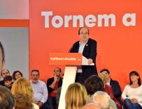 El primer secretario del PSC, Miquel Iceta, participa en un acto de campaña en Barcelona. /PSC