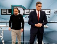 Pablo Iglesias y Pedro Sánchez en el debate de Atresmedia