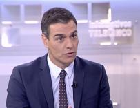 Pedro Sánchez durante su entrevista con Pedro Piqueras en Telecinco. /Mediaset