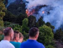 Incendio forestal en Valleseco, en la isla de Gran Canaria. / EFE
