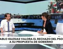 Pablo Iglesias durante su entrevista en Antena 3. /L.I.