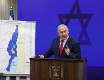 Benjamin Netanyahu, presentando su plan para anexionar el Valle del Jordán