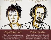 Los ganadores del Nobel de Literatura del 2018 y 2019. / The Nobel Prize