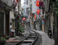 La 'calle del tren' en Hanoi