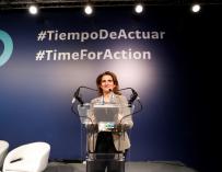 Teresa Rivera interviene este jueves durante la Cumbre del Clima en Madrid. /EFE