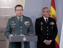 El director operativo adjunto de la Guardia Civil, Laurentino Ceña (i), junto al director operativo adjunto de la Policía Nacional, José Ángel González (d)