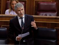 El ministro del Interior Fernando Grande-Marlaska, durante el pleno del Congreso de los Diputados.- EFE/Juan Carlos Hidalgo