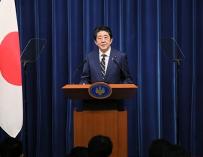 El primer ministro de Japón, Shinzo Abe, en una comparecencia ante la prensa