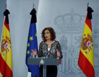 La ministra de Hacienda y portavoz del Gobierno, María Jesús Montero, ofrece una rueda de prensa