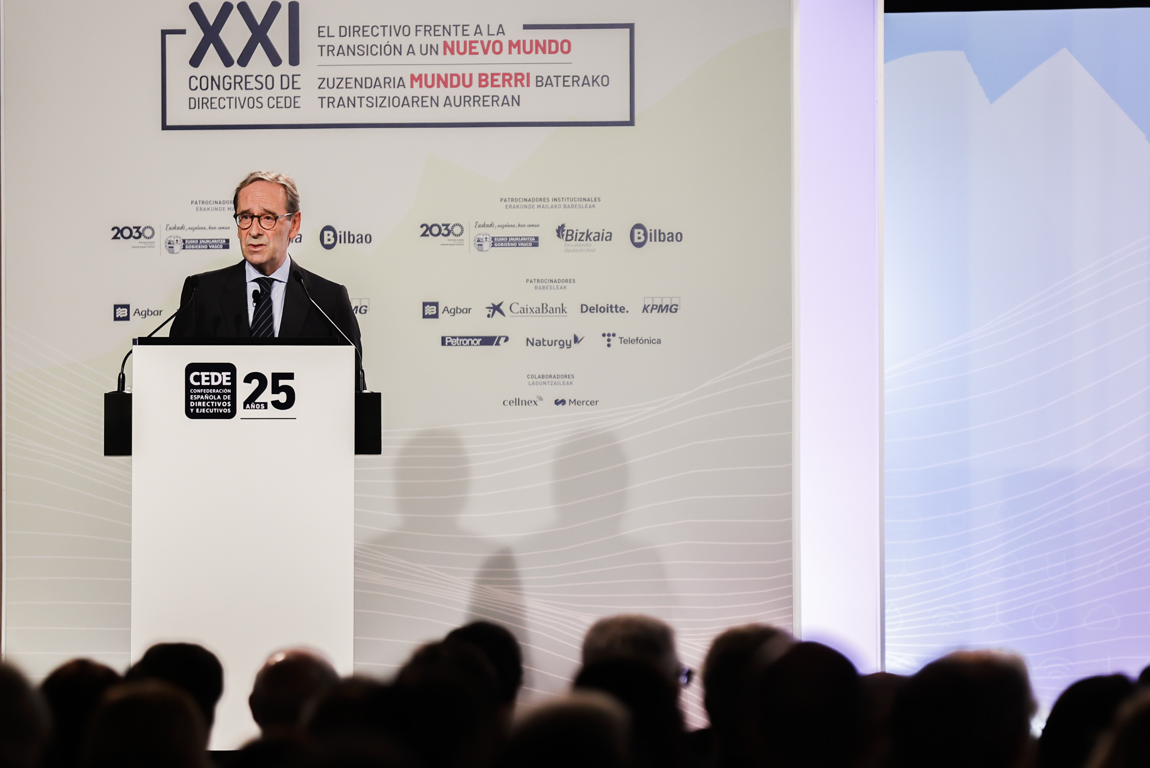 Gregorio Villalabeitia, president of Kutxabank, during his speech at the XXI CEDE Congress